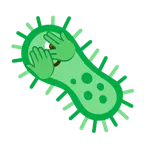faccina che sbircia tra le dita + microbo