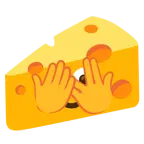 faccina che sbircia tra le dita + fetta di formaggio