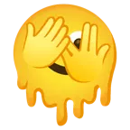 faccina che sbircia tra le dita + faccina che si scioglie
