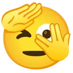 faccina che sbircia tra le dita + faccina che fa il saluto