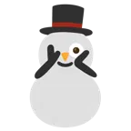 faccina che sbircia tra le dita + pupazzo di neve senza neve