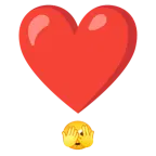 faccina che sbircia tra le dita + punto esclamativo a cuore