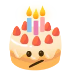 faccina perplessa + torta di compleanno