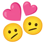 faccina perplessa + cuori che girano