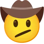 faccina perplessa + faccina con cappello da cowboy