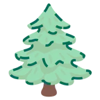 faccina tratteggiata + albero sempreverde