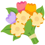faccina tratteggiata + mazzo di fiori