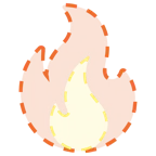 faccina tratteggiata + fuoco