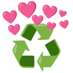 cuore con freccia + simbolo del riciclaggio