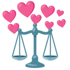 cuore con freccia + bilancia a doppio piatto