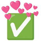 cuore con freccia + pulsante segno di spunta