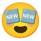 smiling face with heart-eyes + NEW button