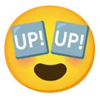 smiling face with heart-eyes + UP! button
