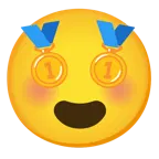 smiling face with heart-eyes + 1st place medal