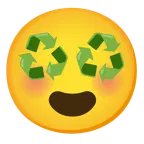 smiling face with heart-eyes + recycling symbol