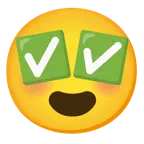 smiling face with heart-eyes + check mark button