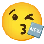 face blowing a kiss + NEW button