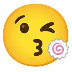 face blowing a kiss + fish cake with swirl