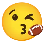 face blowing a kiss + american football