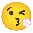 face blowing a kiss + white flower