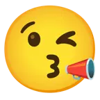 face blowing a kiss + megaphone