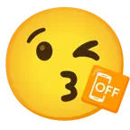 face blowing a kiss + mobile phone off