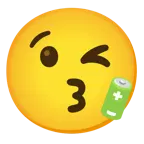 face blowing a kiss + battery