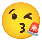 face blowing a kiss + police car light