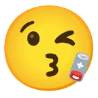 face blowing a kiss + low battery