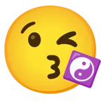 face blowing a kiss + yin yang