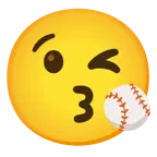 face blowing a kiss + baseball