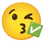face blowing a kiss + check mark button