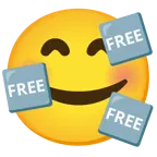 smiling face with hearts + FREE button