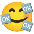 smiling face with hearts + OK button