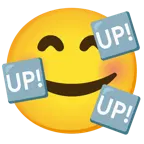 smiling face with hearts + UP! button