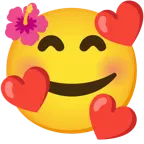 smiling face with hearts + hibiscus