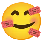 smiling face with hearts + admission tickets