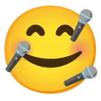smiling face with hearts + microphone