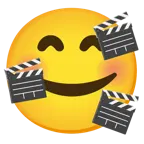 smiling face with hearts + clapper board