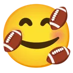 smiling face with hearts + american football