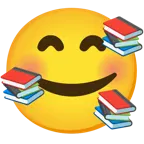 smiling face with hearts + books