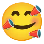 smiling face with hearts + megaphone
