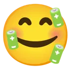 smiling face with hearts + battery