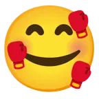 smiling face with hearts + boxing glove