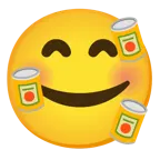 smiling face with hearts + canned food