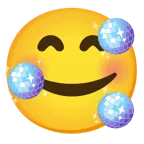 smiling face with hearts + mirror ball