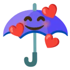 smiling face with hearts + umbrella
