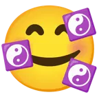 smiling face with hearts + yin yang