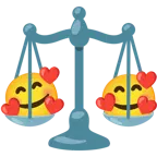 smiling face with hearts + balance scale