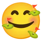 smiling face with hearts + flag in hole